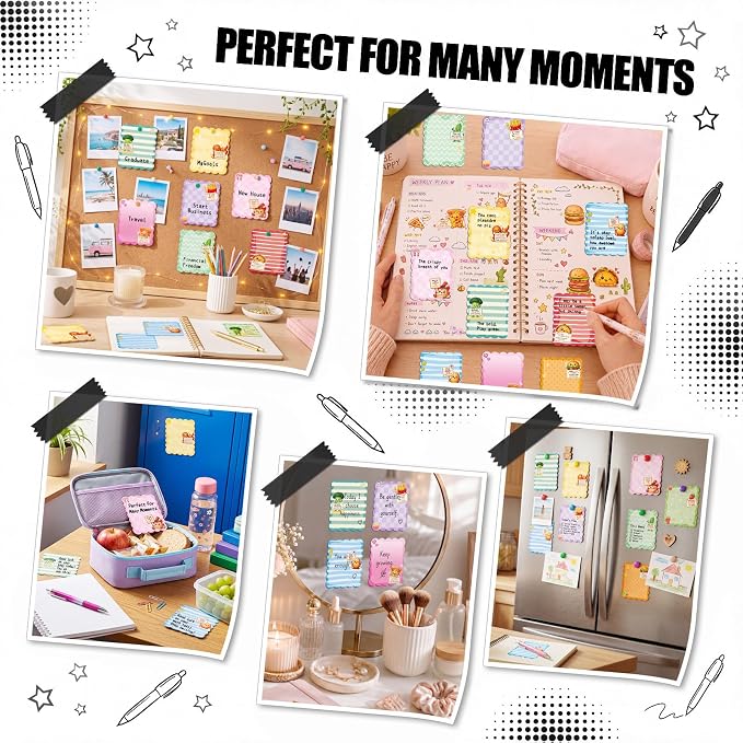 Gersoniel 9 Pcs Inspirational Scalloped Sticky Notes, Aesthetic Colorful Sticky - Image 4