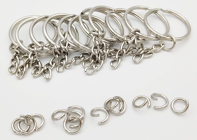 Key Ring with Chain and Open Jump Rings 1 inch, 50 Pack - Image 5