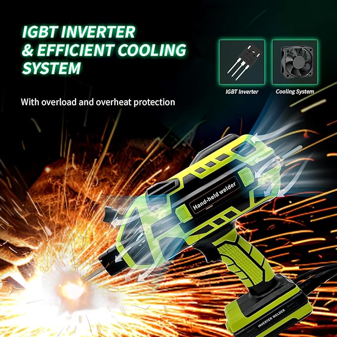 Portable Welding Machine Handheld Welder: IGBT Inverter Hand Held ARC Welder Gun with 6 Variable Current Adjustment - Welder Machine 110v Electric Welding Equipment for 3/32"-1/8" Wire Rods (Green)