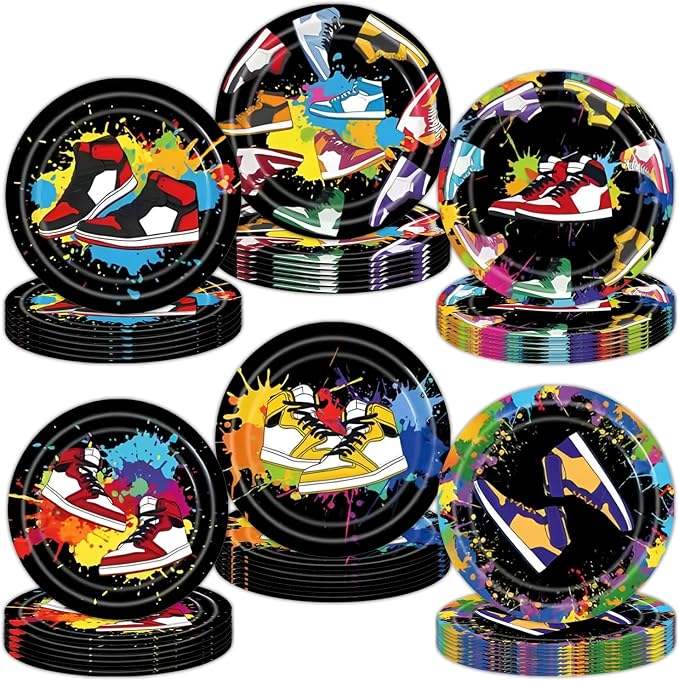 60Pcs Sneaker Ball Party Decorations Plates Sport Themed Basketball Shoes Party by Unknown