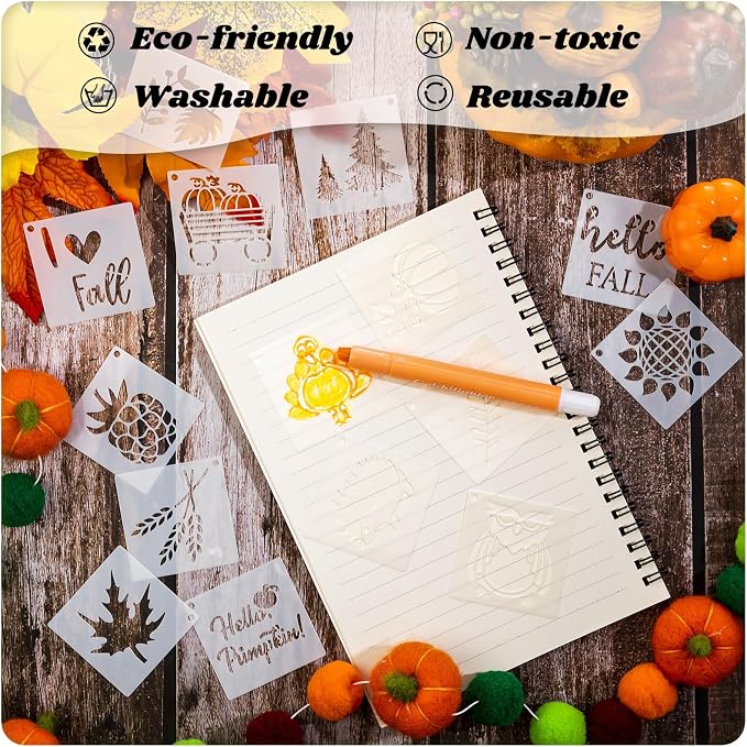 Fainne 100 Pcs 2 Inch Fall Stencils Small Stencils - Image 3