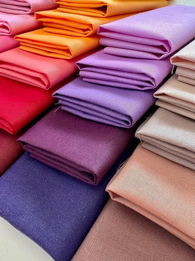 Solid Color Cotton Fabric Bundle – 50 Pre-Cut Squares, 100% Cotton, 120 GSM - Image 6