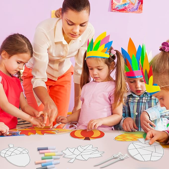 24 Sets Fall Sand Art Crafts for Kids Autumn Maple Leaf Pumpkin Turkey DIY - Image 6