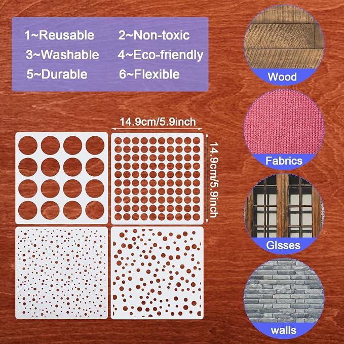 16 Pcs Circle Stencils for Drawing, Round Geometric Stencils Polka Dot Stencils - Image 2
