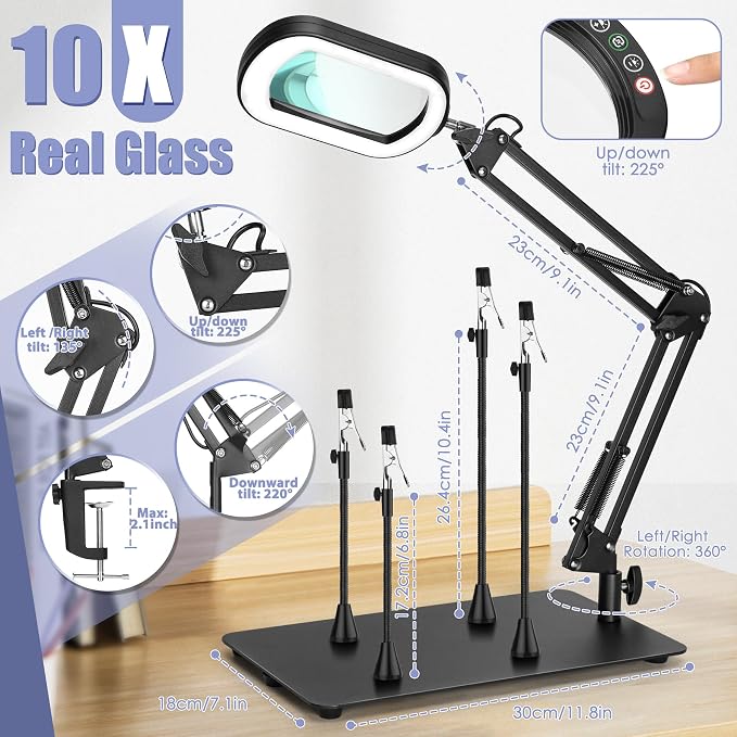 Drdefi Helping Hands Soldering Station, 10X Square Magnifying Glass - Image 6