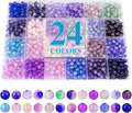 XSEINO About 1200PCS 6mm Crack Glass Beads, 24 Assorted Crack Violet Purple by XSEINOiscreating%EF%BC%81