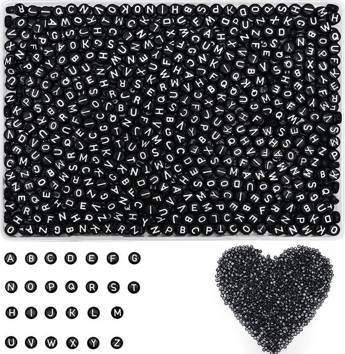 YMSDZHL Alphabet Beads A-Z 1300Pcs Letter Beads, Acrylic 4x7mm Round Letter by YMSDZHL
