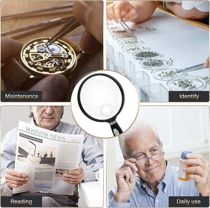 Feosky Handheld Reading Magnifier, 10X Magnifier, 75mm Shatterproof Lens - Image 5