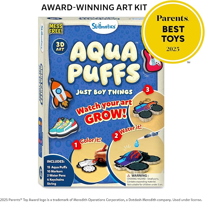 Skillmatics Aqua Puffs – Just Boy Things, Mess-Free 3D Art Kit | Paint by - Image 4