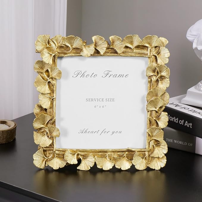 Cuspin 6x6 Picture Frame Gold, Vintage Ornate Square Frame - Image 2
