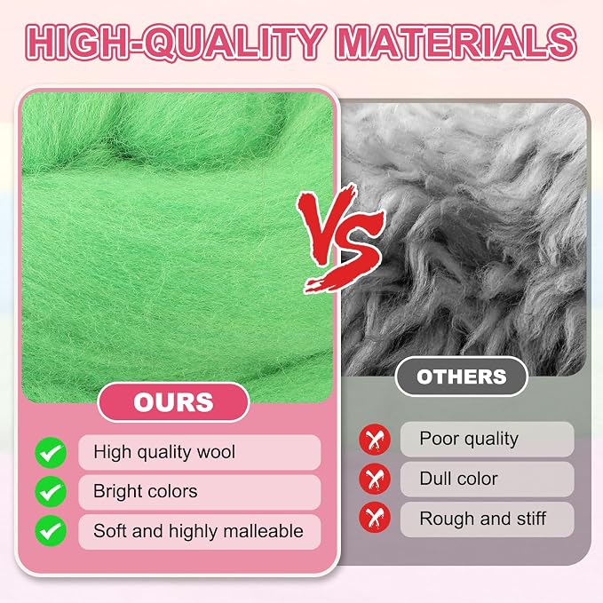 MECCANIXITY Wool Roving Yarn Soft Felting Wool 50g/1.76oz Pure Chunky Roving - Image 4