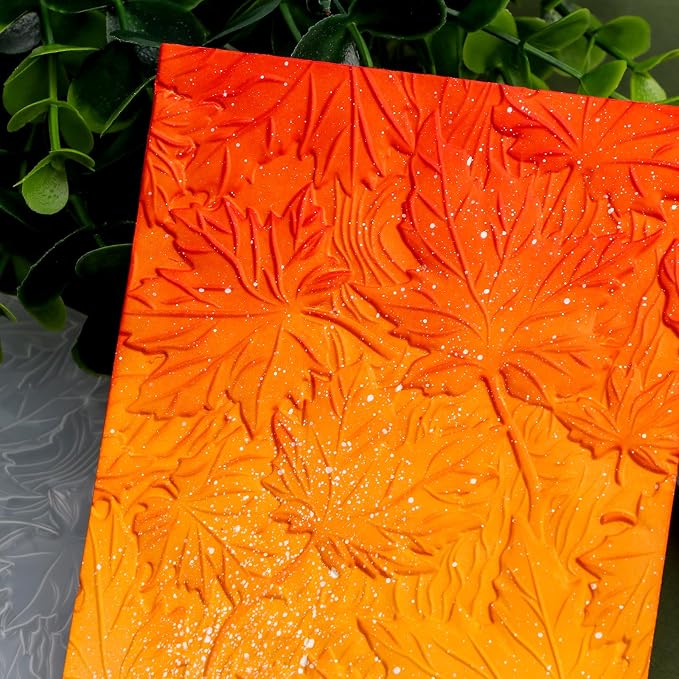 3D Embossing Folder for Card Making Maple Leave Background Plastic Embossing - Image 4