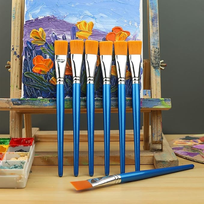 1 inch Flat Paint Brushes for Acrylic Painting, 12 Pieces Large Synthetic Paint - Image 6