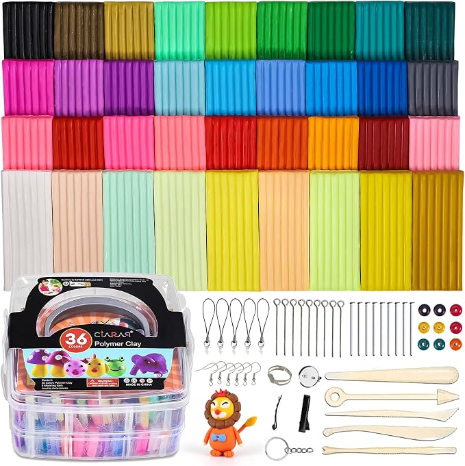 CiaraQ 36-Color Polymer Clay Oven Bake Modeling Kit | 5 sculpting tools by CiaraQ