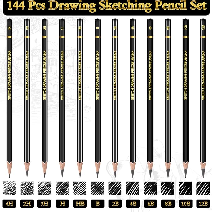 Humyoun 144 Pcs Drawing Sketching Pencil Set Professional Graphite Charcoal - Image 3