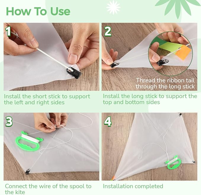 B bangcool DIY Kids Kite Blank Kites Making Painting White Paper Blank Kites - Image 7