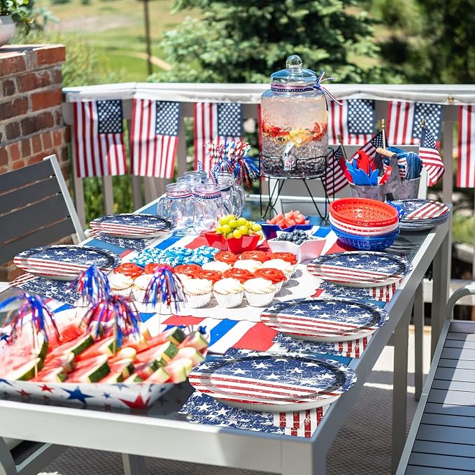 Qyeahkj 100 Pcs 4th of July Party Plates and Napkins Tableware Set American - Image 6