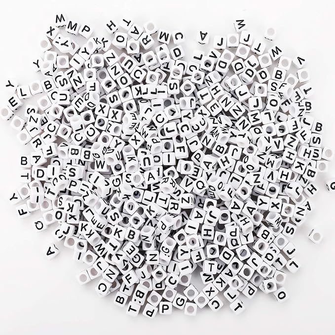 Augshy 700PCS White Letter Beads Alphabet Beads - Image 3