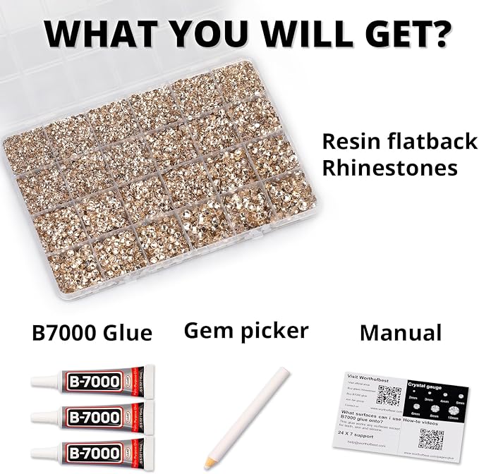 33000Pcs Tan Rhinestones for Bedazzling, Mixed Sizes 2-6mm Bedazzler Kit - Image 2