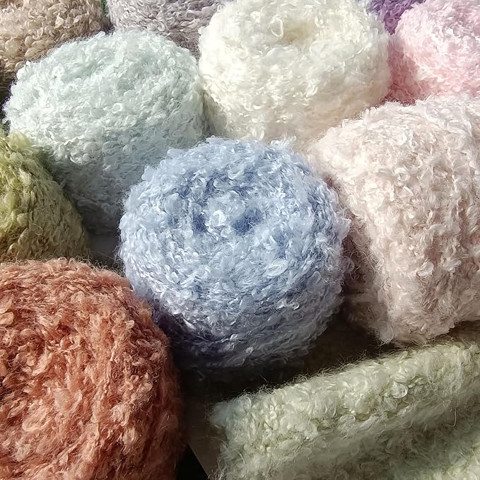 50gGrey Soft Plush Wool Acrylic Fancy Loop Yarn - Image 4