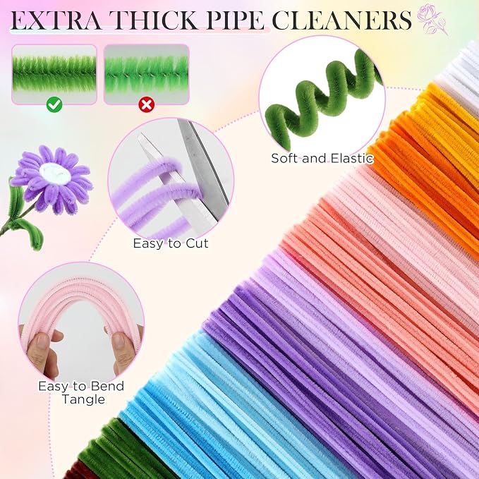 Pipe Cleaner Flower Kit, Flower Making Kit - Image 3