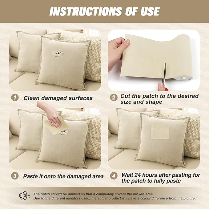 OAZ 2 Pieces 9 x 11 inch Canvas Repair Patches Canvas Fabric Patch Self-Adhesive Canvas Repair Tape Waterproof Outdoor Gear Repair Patch Kit for Boat Cover Awning Sofa Chair Couch Tent Bag (Khaki)