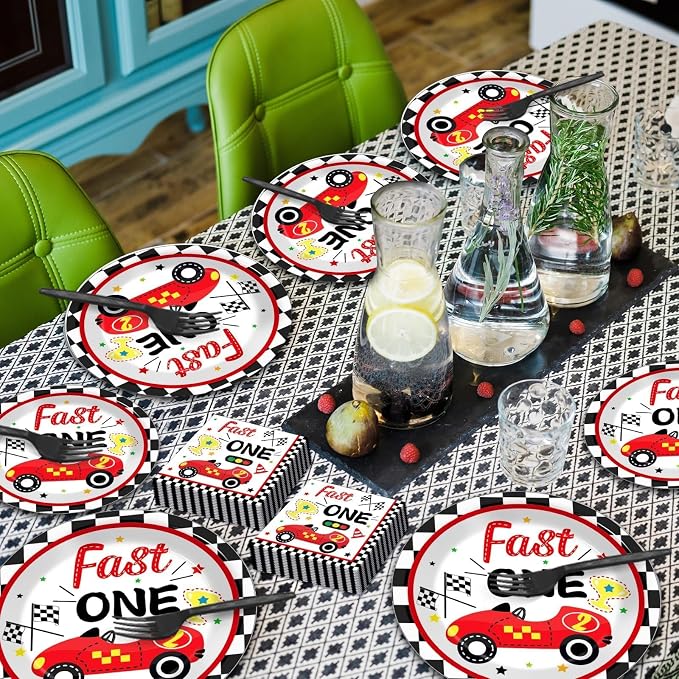 Fast One Birthday Decorations for Boys Racing Car 1st Birthday Party Supplies - Image 5