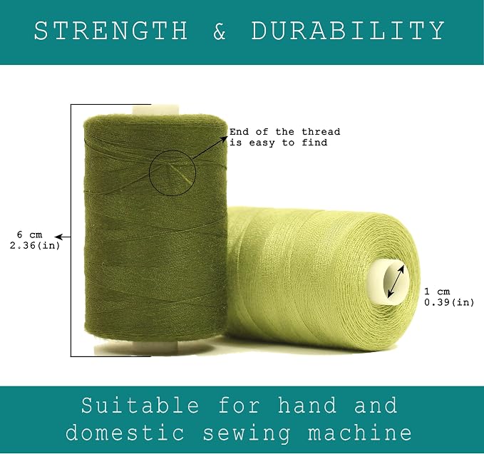BlesSew Sewing Thread in Green Color Tones – 6 Spools of Polyester Thread - Image 4