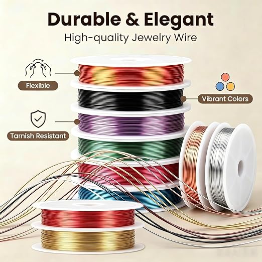 10 Rolls 24 Gauge Copper Jewelry Wire Kit Non-Tarnish - Image 3
