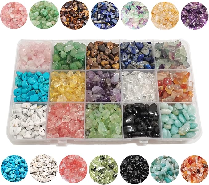 GangGangHao 1888 Pcs Natural Chip Stone Beads About 500g Irregular Gemstones by GorgGorho