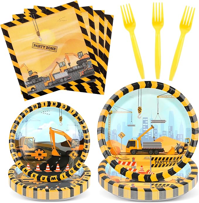 150 PCS Construction Birthday Party Supplies, Construction Themed Plates and by Unknown