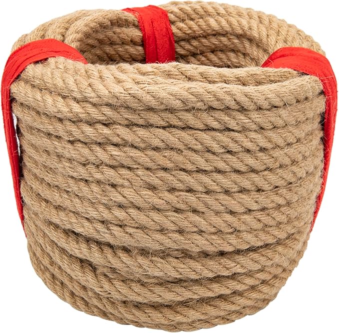 Natural Hemp Rope (1/2 in x 100 ft) Twisted Manila Ropes Jute Ropes Sisal Rope for Cat Scratching Post, Camping, Crafts, Tug of War, Railings Decorate, Hanging, Hammock, DIY Projects