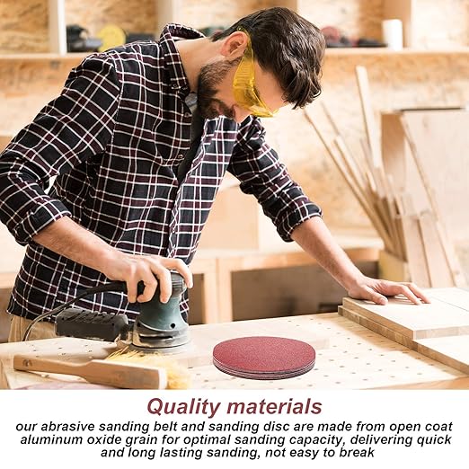 Blulu 22 Pieces Sanding Belts and Sanding Discs Set Includes 4 x 36 Inch Belts (80/120/150/240/400 Grits) and 6 Inch Self Adhesive No Hole Alumina Disc for Bench Combination Sander Woodworking