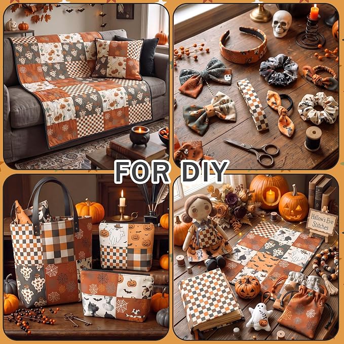 HunnmingRe 20 Pcs 10''x10'' Western Halloween Quilting Fabric Square Cowboy - Image 7