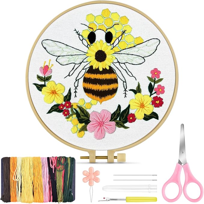 TINDTOP Embroidery Kit for Beginners Adult, Honeybee Embroidery Kit | Include by TINDTOP