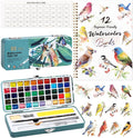 Watercolor Workbook Birds, Water Coloring Book, 12 Different Patterns of by Joyask