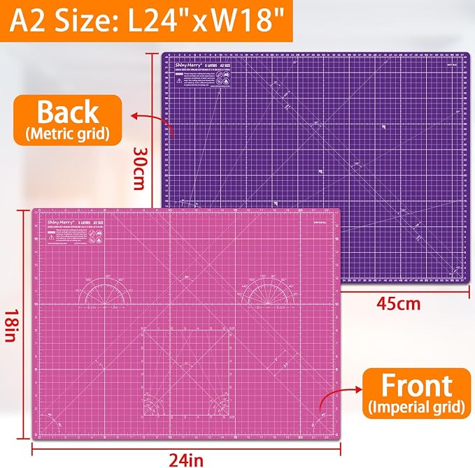 Self Healing Cutting Mat A2 18"x 24" Double Sided Pink Mat - Image 3