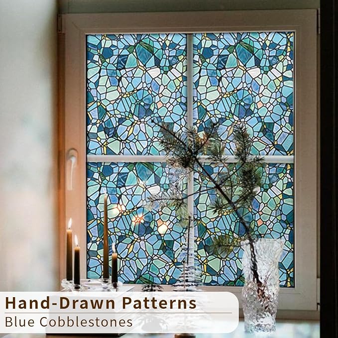 funlife Original Hand-Drawn Privacy Stained Glass Window Film, Reusable Single - Image 4