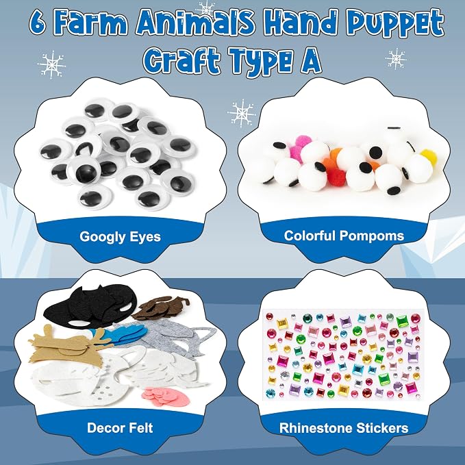 WATINC 6Pcs Hand Puppet Making Kit, Art Craft Felt Sock Puppet Toys, Creative - Image 2