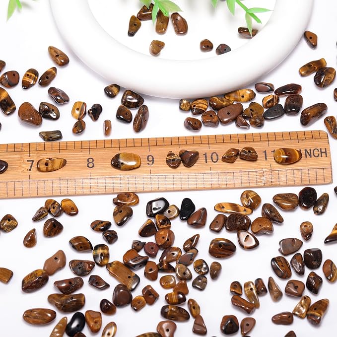 200 Pcs Crystal Chip Beads for Jewelry Making 5-8mm Tiger Eye | Natural Chip - Image 3