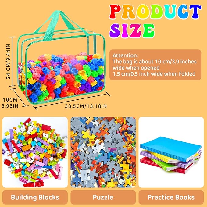 YOPCDJ 8 Packs 8 Colors Toy Storage Bags, Reusable Clear PVC Board Game Storage - Image 2