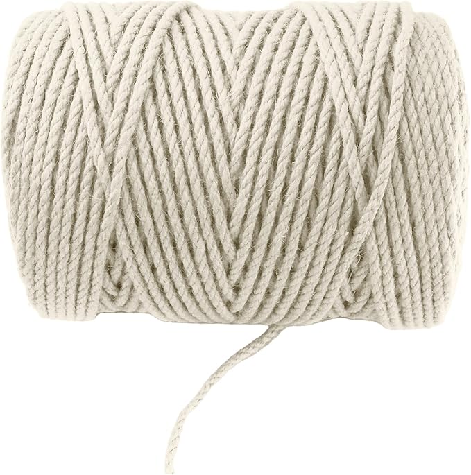 4mm x 400 Feet White Jute Rope, Twine for Gardening Tomato Climbing Plant Tie Floristry Crafts Gift Wrapping Packing Decor