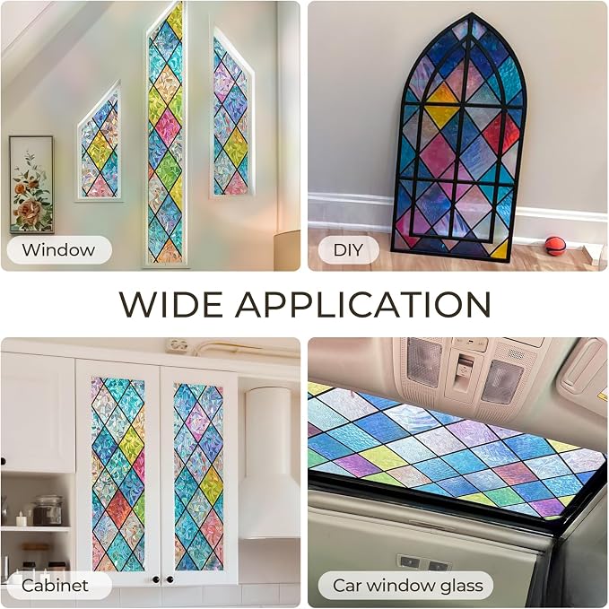Windimiley Stained Glass Window Privacy Film: 3D Rainbow Floral Decorative - Image 6