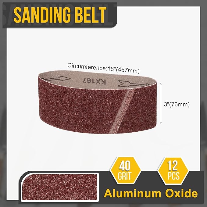 3 x 18 Inch Sanding Belt, 20 Pcs 40 Grit Knife Sharpener Belts Work Sharpening for Belt Sander Knife Carving Tool Metal Working