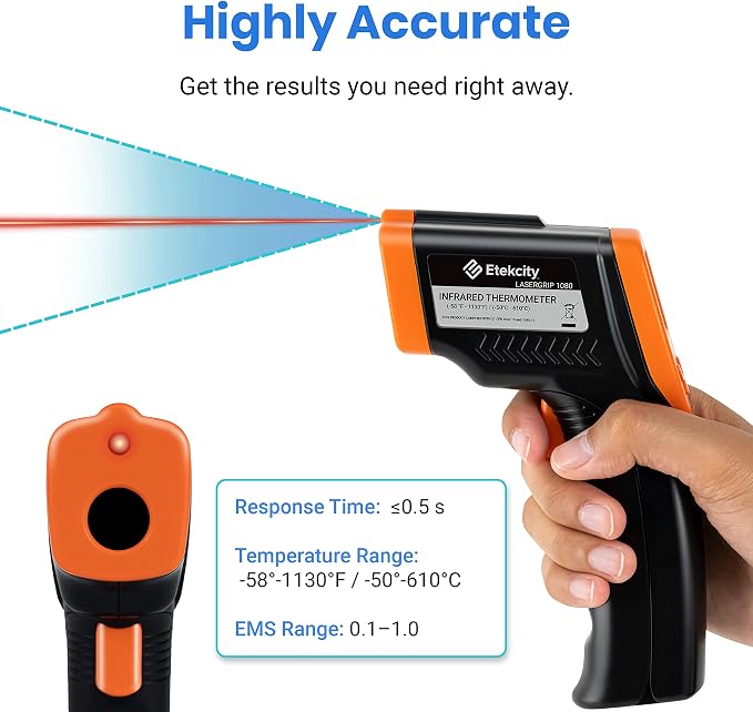 Etekcity Infrared Thermometer Laser Temperature Gun, -58°F~1130°F, Pizza Oven - Image 7