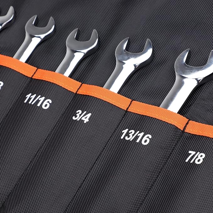YOOFAN Wrench Roll Up Pouch – Wrench Organizer Bag with Handle, Wrench Holder for Hanging (17+1 SAE)
