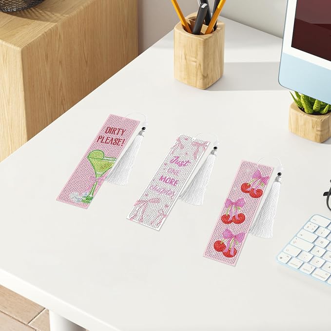 8 Pcs Bow Diamond Art Bookmarks Kit - Image 6