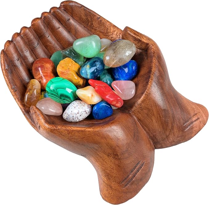 Carved Hands Offering Bowl by Curawood