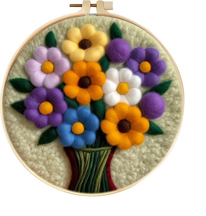 Wonafa DIY Wool Needle Felt Starter Kit, Beginner Needle Felt Kit by Wonafa