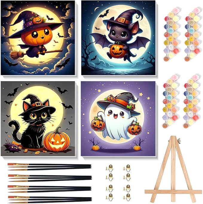 Arttoplus 4 Pack Halloween Paint by Numbers Kit by Arttoplus